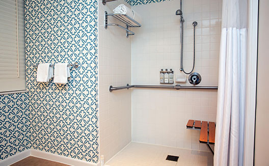 guestroom shower with grab bars